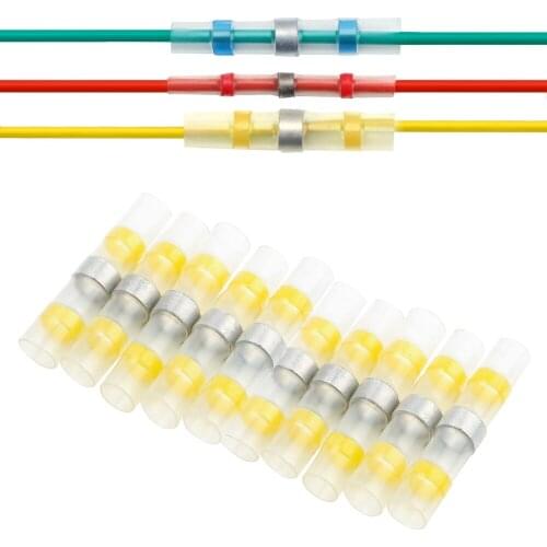 10/50Pcs Terminal Block Welding Solder Seal Sleeve Solder Ring Heat Shrinkable Terminal Mixed Heat Shrink Connector