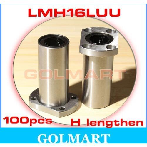 100pcs LMH16LUU 16mm long H oval flange long type linear motion bearing for 16mm shaft rail