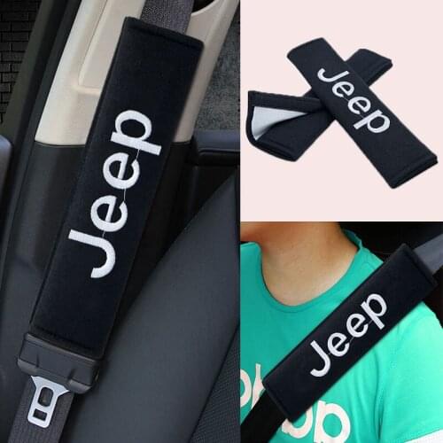 2pcs Car Safety Belt Seat Cover Auto Goods Accessories For Jeeps Renegade Compass Grand Cherokee Wrangler JK Command Patriot