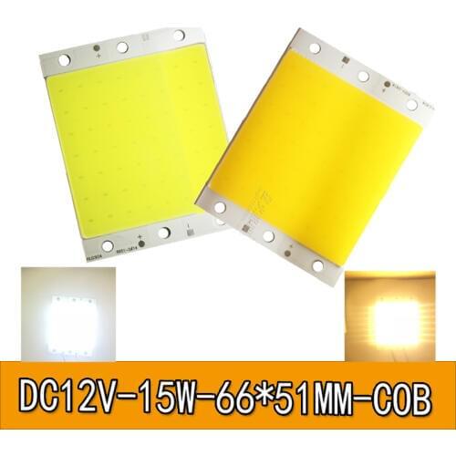 2PCS/Lot 66*51MM 15W COB LED Strip Light Bulb Lamp DC 12V 1500LM Blue Warm Cold White COB Matrix for DIY Car Work Lights