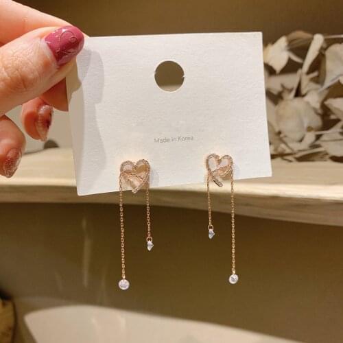 2020 Korean new design fashion jewelry Creativity design love chain tassel stretchable elegant female earrings