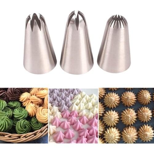 3Pcs / Set Cake Tips Set Cream Decoration Icing Piping Pastry Nozzles Cupcake Decorating Tool Bakeware