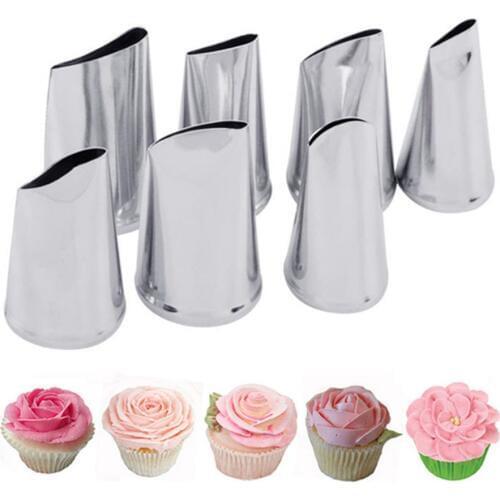 7pcs/set Cake Decorating Tips Set Cream Icing Piping Sugarcraft Rose Tulip Nozzle Pastry Tools Fondant Cake Decorating Tool