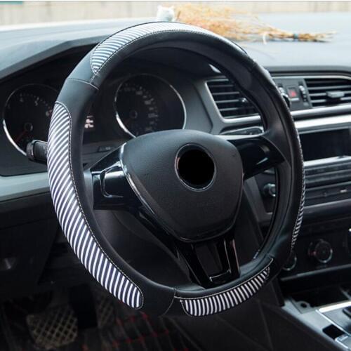 Car steering-wheel 38cm Leather Hand-stitched PU leather Car Steering Wheel Cover Fit For Most Cars Styling