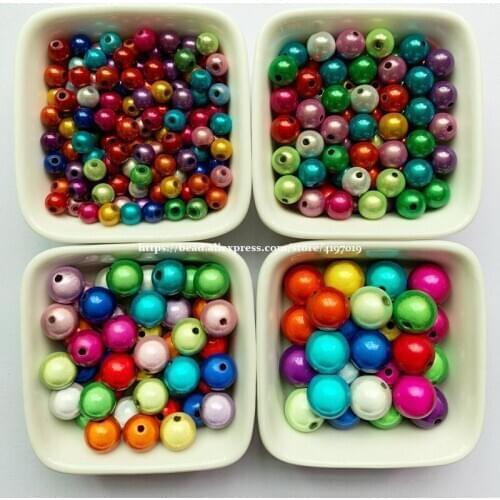 Free Shipping Shining Mixed Dream Acrylic Round Spacer Beads Charms 4 5 6 8 10 12 MM Pick Size For Jewelry Making