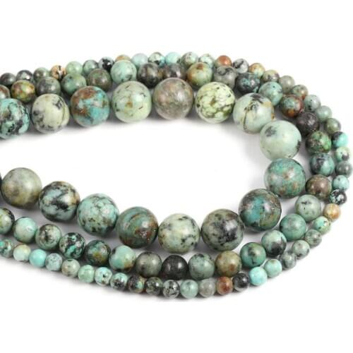 Natural Semi Precious Stone Beads Africa Turquoises Circular DIY For Making Necklaces Bracelets And Earrings 4/6/8/10mm