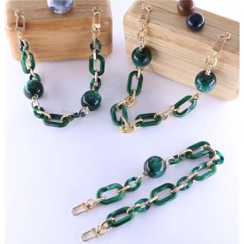 2020 fashion custom design resin bag chain handles metal and acrylic chains for clutch bags