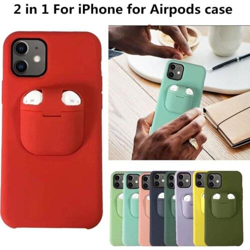 AirPods Case+Liquid Case for iPhone 12 2in1 Silicone Plastic Back Cover for iPhone 12 11 PRO MAX XR XS 7 8 Plus