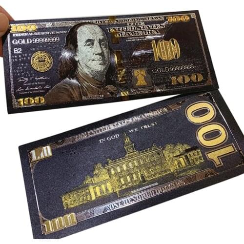 Black Gold Foil USA Banknote 100 Dollar Bills Bank Plastic Note Commemorative Coin Money