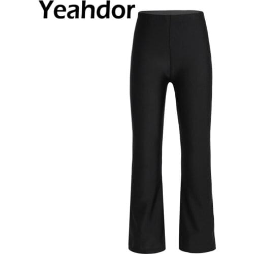 Black Kids Girls Basic Classic Stretchy Loose Pants Dancewear For Childrens Stage Performance Fitness Yoga Jazz Dance Pants