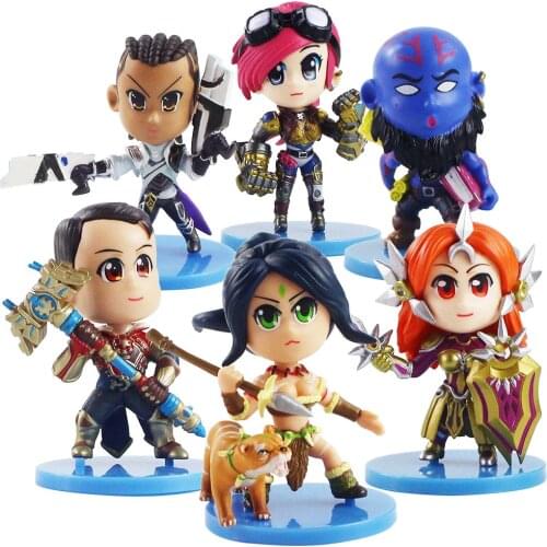 8cm 6pcs Anime Game Figure Lucian Ryze Jayce Nidalee Wi Leona PVC Action Figure with Weapon Collection Model Toy GIft Brinquedos