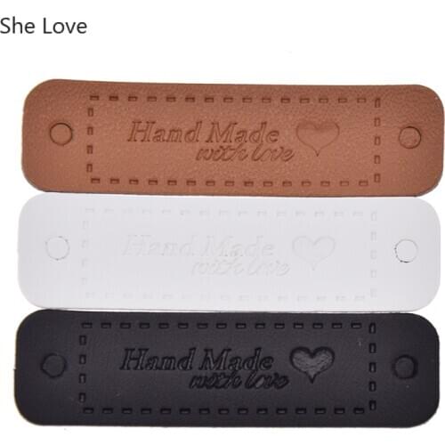 Chzimade Handmade PU Leather Labels Printed Hand Made Letter Labels Tags For Clothes Garment s Jeans Bags Shoes Sewing Materials