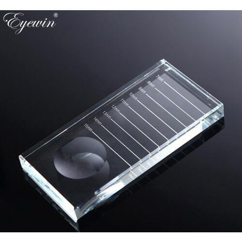 Eyewin 2 in 1 Crystal pad With Scale Clear Transparent eyelashes glue holder Eyelashes Extension Supply Accessory Tool Kit