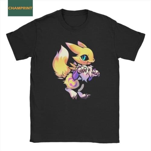 Digimon Adventure Renard Monster Men T Shirts Novelty Tee Shirt Short Sleeve Round Collar T-Shirt Pure Cotton Gift Idea Tops