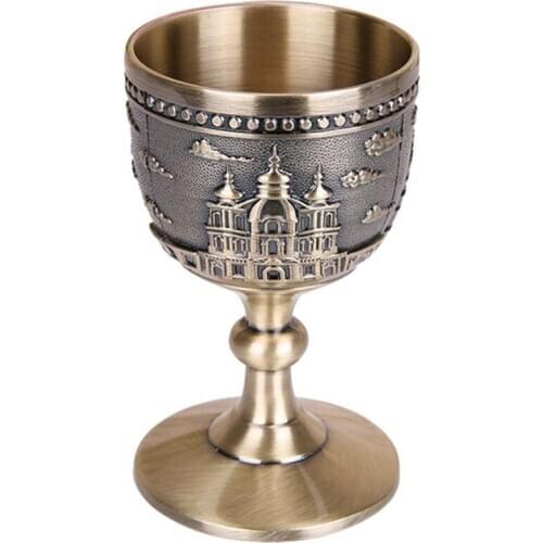 Classical Metal Wine Cup Handmade Small Goblet Household Copper Wine Glass Carving Pattern
