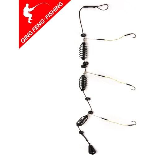 Bait cage with 3 hooks combination bait copper trap basket feeding rack with hook carp fishing gear accessories