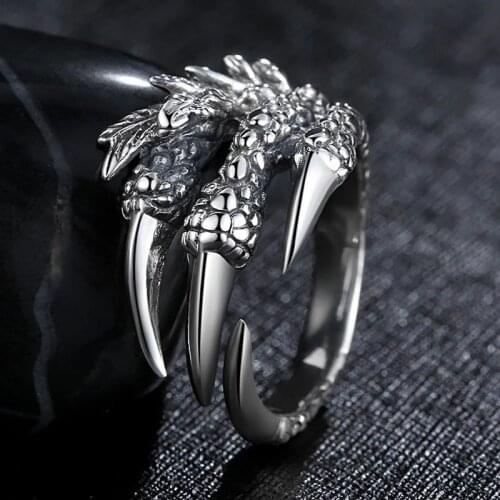 Ofertas Unisex Retro Dragon Claw Ring Male Women Adjustable Rings Punk Mens Jewelry Accessories Cool Mens Ring Party Gift