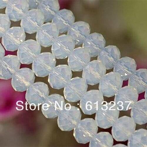 Beautiful white opal crystal glass faceted abacus loose beads trendy gems 8x10mm jewelry making 15 inch MY5141