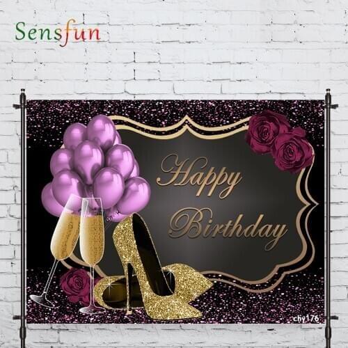 LEVOO Photography Backdrop Birthday High Heels Wine Glass Balloon Backdrop Photocall Photobooth Studio Shoot Fabric
