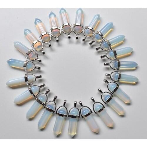 Fashion hotselling opal stone Charms Hexagonal healing Reiki Point charms pendants for jewelry making 24pcs/lot Wholesale free