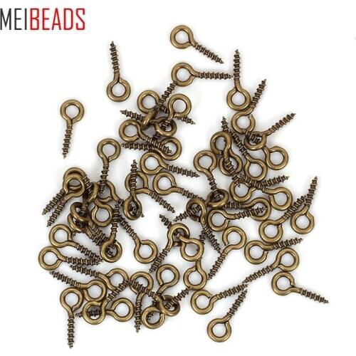 MEIBEADS 100pcs/lot 4x9mm Jewelry Screw Eye Pins Bail Findings For Pendant Top Drilled Zinc Alloy Pendant Clasps UF256