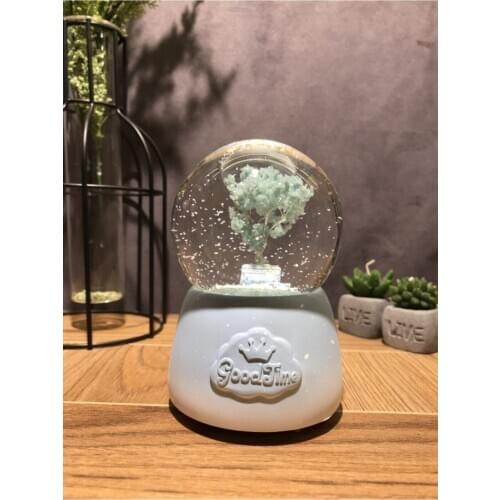 Tree of Life Design Musical Luminous Snow Globe Automatic Snow Jet Glass Ball Snowblast Glass Crystal Balls Magnetic Globes