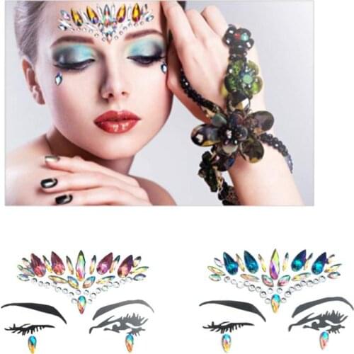 Face Jewels Sticker Rhinestone Fake Tattoo Stickers Body Glitter Tattoos Gems Flash For Music Festival Party Makeup