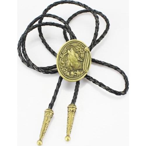 New American western cowboy wolf head bolo tie tie summer shirt bolo tie clip