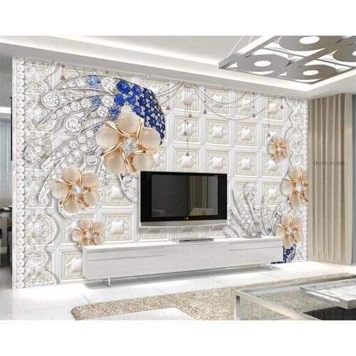 Beibehang Custom wallpaper Natural Diamond Pearl Flower Romantic Bedroom Living Room Sofa TV Background walls mural 3d Wallpaper