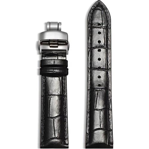 Argentina First Layer Crocodile Pattern Cowhide Strap 14MM~24MM Unisex Genuine Leather Bands Luxury Butterfly Buckle Watch Bands