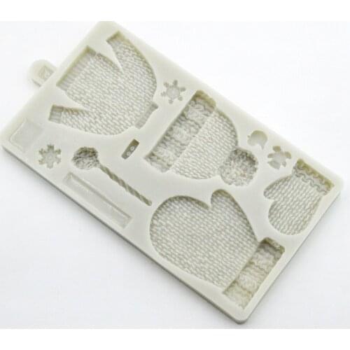 Christmas Knitting Hat Gloves Sweater Silicone Cake Mold DIY Handmade Cookies Chocolate Mould Pastry Baking Decorating Tool WY