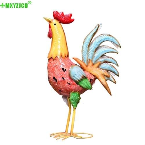 Big Cock Sculpture Wrought Iron Ornaments Garden Animal Decorations Accessories Office Desktop Lucky Feng Shui Crafts