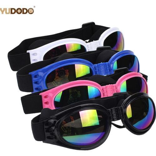 4 Colors Dog Sunglasses Foldable Shading Sun Protection Windproof Pet Accessories Medium Large Dog Sun Glasses With Chin Strap