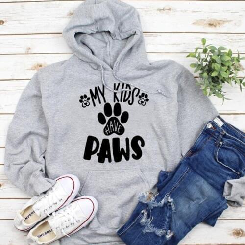 My Kids Have Paws Women Hoodies Pullover Cats Dogs Lover Kawaii graphic pure cotton funny Jumpers Lovely Outwear Dropshipping