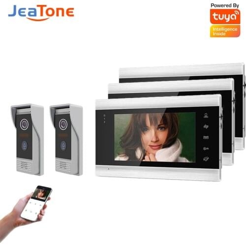 Doornanny Villa Apartment WiFi Video Intercom System 2Doorbell To 3Monitors Tuya Doorbell Doorphone 3Doors Intercom Kit AHD 720P