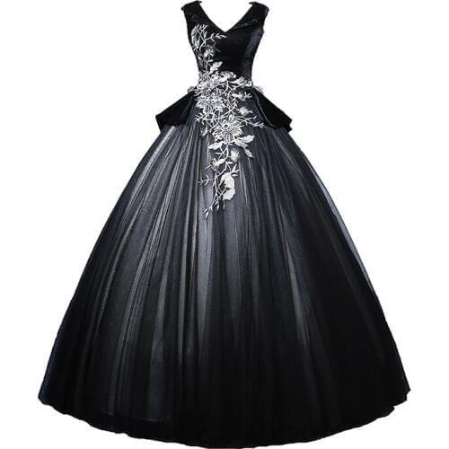 100%real black velvet organza embroidery medieval dress Renaissance Gown queen costume Victorian /Marie belle Ball