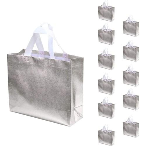 New 12 Pcs Gift Bags Christmas Shopping Tote Bag Present Bags Glossy Reusable Gift Bags For Party Wedding