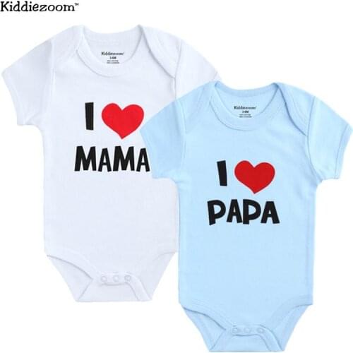 2 PCS/LOT Baby Bodysuits Baby Girls Clothing 100%Cotton I Love Papa Mama Printed Short Sleeve Toddler Underwear Infant Clothing