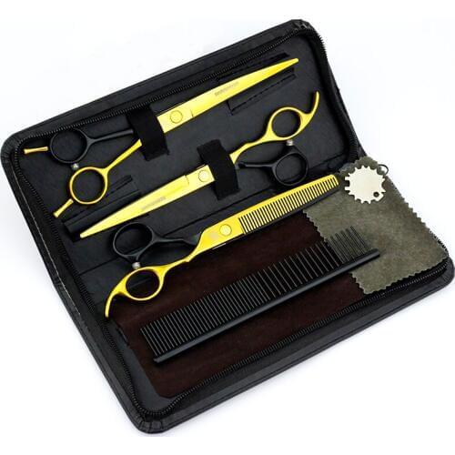 7 inch Pet Dog Hair Clippers Pet Dog Gromming Scissors Pet Straight &Thinning & Up Curved Scissors Kit Pet Gromming Tools Comb