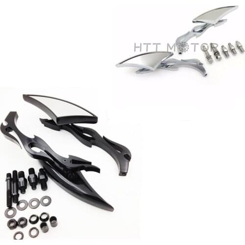 Aftermarket free shipping Universal chromed 10mm 8mm CNC Blade Motorcycle Cruiser Chopper Custom Mirror For Harley davidson