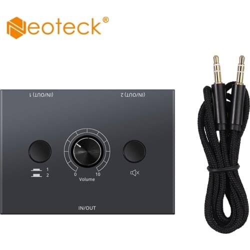 Neoteck 3.5mm Audio Bi-Directional Switcher 2 x 1/1 x 2 3.5mm Stereo Audio Switch With 3.5mm Audio cable Audio Adaper Switcher