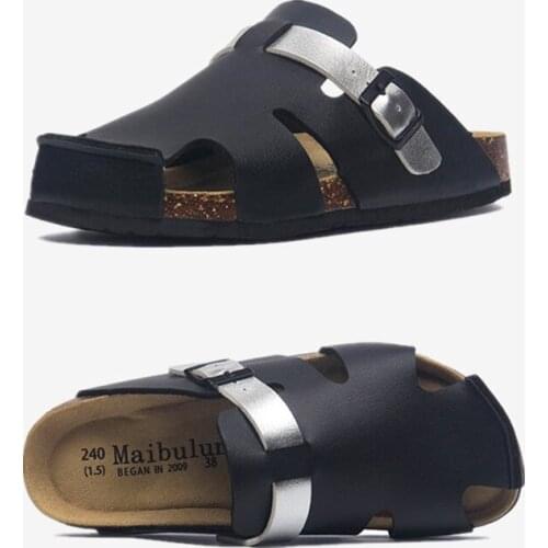 COSMAGIC 2021 New Summer Buckle Cork SlipperCasual Women Mixed Color Beach Outside Non-slip Closed Toe Cut-outs Slides Shoes