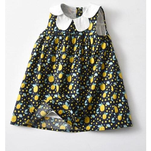 Childrens clothing 2021 girls dress fresh yellow peach children princess dress summer sleeveless breathable baby skirt