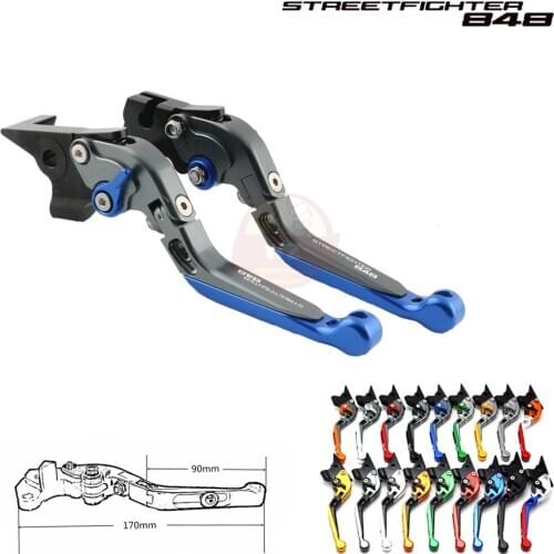 For Ducati STREETFIGHTER 848 2012 2013 2014 2015 laser logo, titanium blue expandable folding motorcycle brake clutch lever