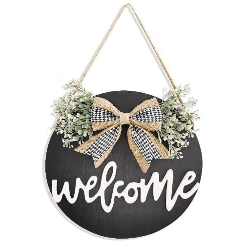 American country welcome farmhouse welcome wreath logo wooden round bow door decoration plates