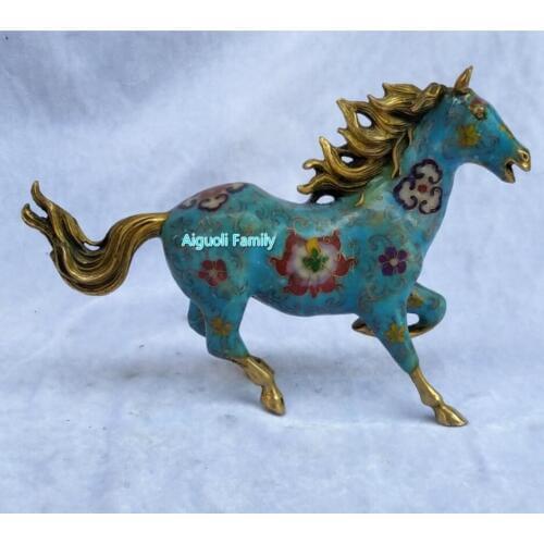 Art Collectible Chinese Old Cloisonne Bronze Carved Horse Statue/Home Decoration Animals Sculpture Horse Model Good Gifts