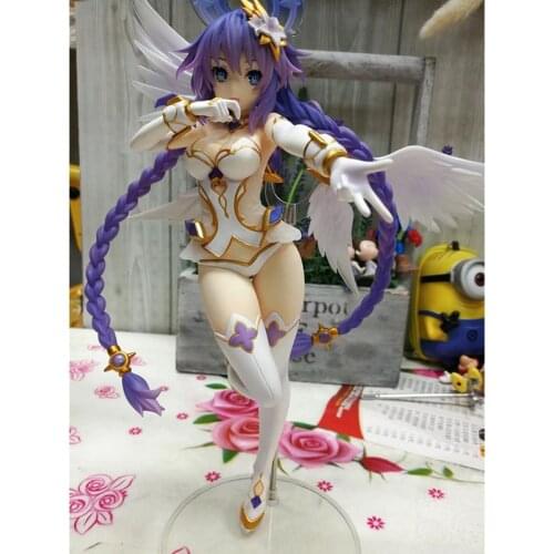 Game Hyperdimension Neptunia Black Purple Heart White Wings Sitting Ver. Neptune Noire Sexy girls Anime PVC Action Figure Toys