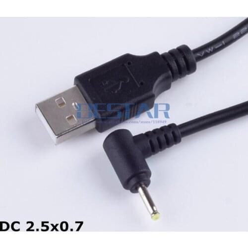 USB to 2.5 mm/0.7 mm 5 Volt 2A DC Barrel Jack Power Cable Type-H DC USB Extension Cable 1m 3 feet Elbow Design