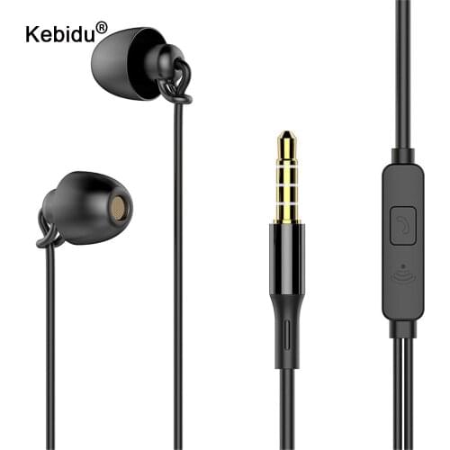 Kebidu Sleeping Earphone HiFi Soft Silicone Headset 3.5mm In-Ear Mobile Phone Earphone With Mic Noise Cancelling Earphone
