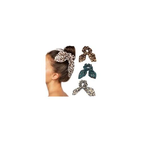Korean Cute Rabbit Ear Leopard Hair Accessories Hair Scrunchies Elastic Hair Bands Ties Rope Bands Ponytail Bands